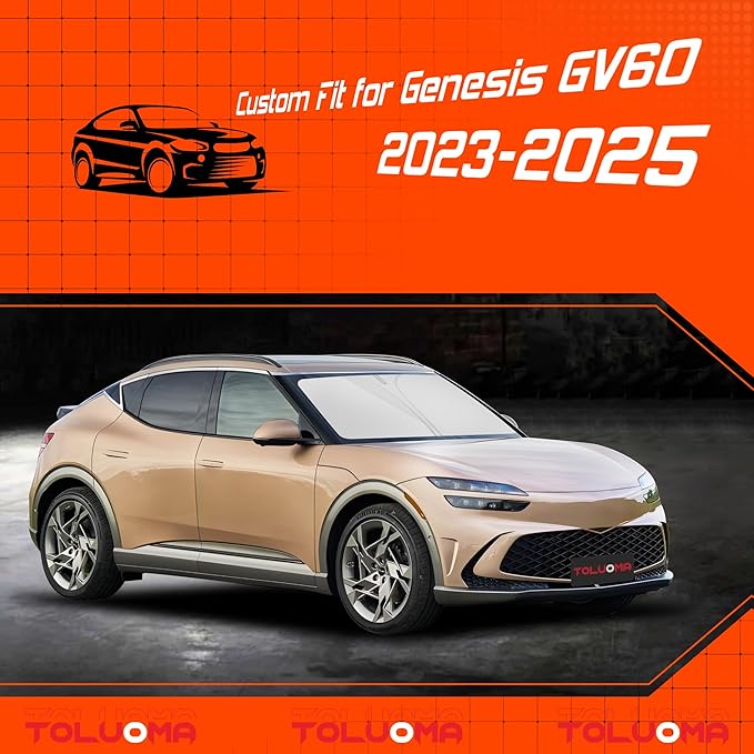 Custom Fit Windshield Sun Shade for Genesis GV60 2023-2025 - Full Coverage, 210T Reflective Fabric, Double-Layer Design - Blocks 99% UV Rays, Keeps Car Cool, Easy to Install and Store