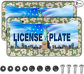 License Plate Holder Multicolor License Plate Frames Vintage Groovy Flowers Universal Aluminum Car Accessory 2 Pack with Screw Covers Set