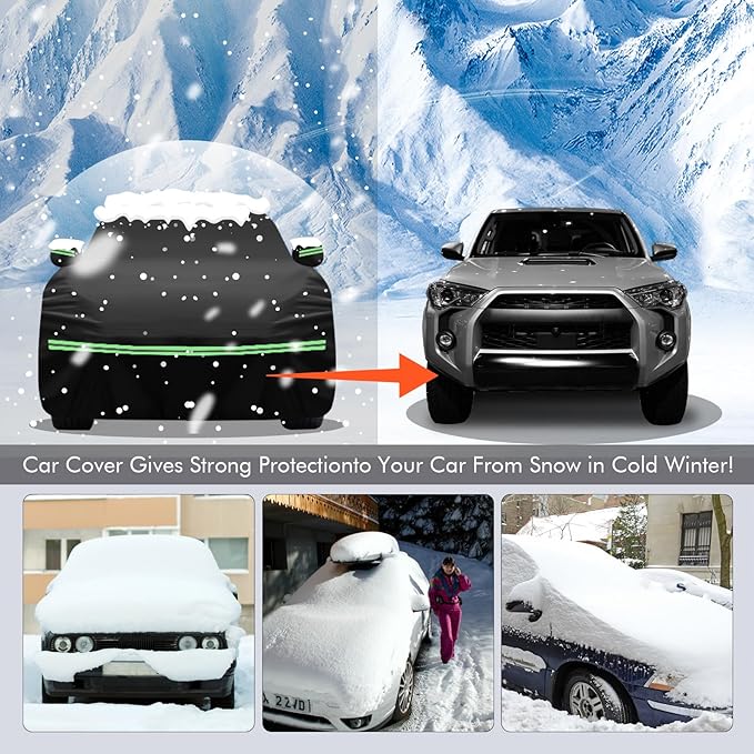 for 2002-2023 Toyota 4runner Car Cover 210D Outdoor Waterproof UV Protection, with Cotton Layer, Zipper Door, Reflective Strip, Storage Bag, for 2002-2020 2021 2022 2023 4runner