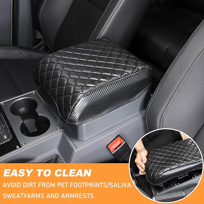 Car Armrest Box Cover Protector Compatible with Ineos Grenadier 2020-2024 Center Console Lid Protector Cover Original Customized Armrest Cover (Carbon Fiber Texture)