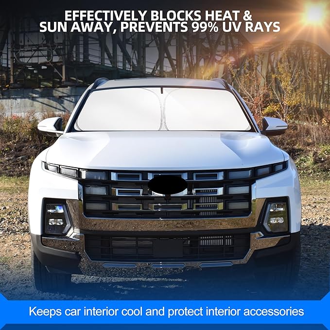 Windshield Sun Shade for H-yund-ai Santa Cruz 2022-2025 Foldable Sunshade Custom Fit Front Window Car Interior Accessories Protector Blocks UV Rays