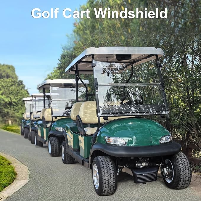 Upgraded Club Car Precedent Windshield,Golf Cart Windshield for Precedent/Tempo/Onward (2004-Up)– Heavy Duty Hinges, Foldable, Anti-UV & Impact Resistant, 5MM Thick PC Material, 37.6"W X 33.2"H