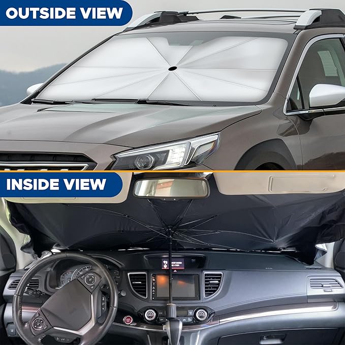 EcoNour Car Umbrella Windshield Sun Shade | Foldable UV Blocker Sun Shade | Polarized Car Sun Visor for SUV, Sedan, Truck | Umbrella Sun Shade Cover for Front Baby Window Shades