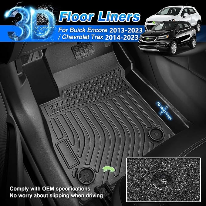 Cartist Custom Fit for Floor Mats 2014-2023 Chevrolet Chevy Trax / 2013-2023 Buick Encore (Not fit Encore GX) All Weather Floor Liners 2 Rows TPE Odorless