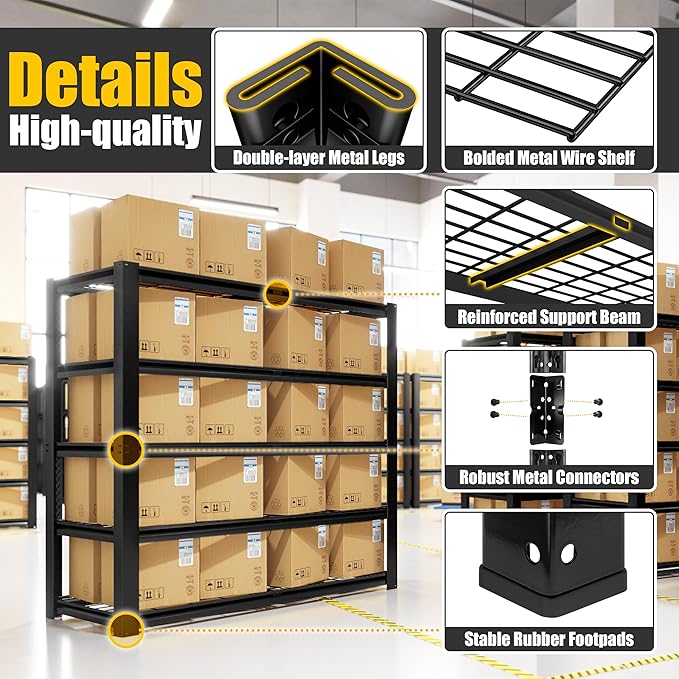 PrimeZone Heavy Duty Garage Shelving 5 Tier Heavy Duty Storage Shelves Adjustable Industrial Metal Wire Shelf Unit for Garage,Basement,Pantry,Warehouse,Commercial,36" W X 16" D X 72" H