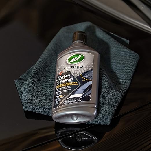 Turtle Wax 53448 Hybrid Solutions Ceramic Acrylic Black Polish and Wax Formulated for Black Car Paint, Removes Surface Scratches and Swirl Marks, Provides Water Repellency, 14 oz. (Pack of 1)