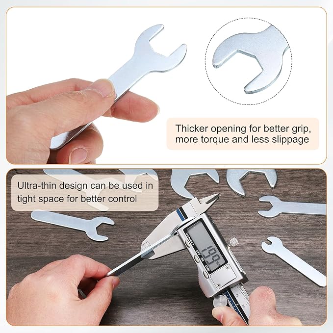 HARFINGTON 10pcs Small Wrench Open End Wrench 14x87x2mm Metric U-Shaped Single Open Ended Spanner Super Thin Small Flat Head Galvanizing Wrench for Automotive Repair Furniture Assembly
