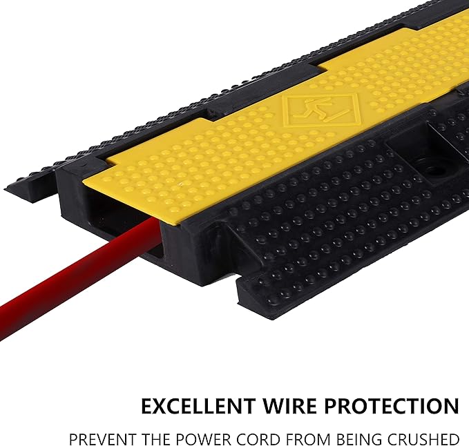 3 Pack Rubber Cable Ramp Hose Cable Protector Ramp 1 Channel 22000Lbs Load Capacity Traffic Speed Bump Wires Power Lines Extension Cord Cover for Indoor Outdoor