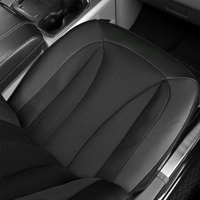 GIANT PANDA 2 Pcs Front 3D Air Mesh Car Seat Cover Custom Fit Ford F150 F250 F350 F450 SuperCrew/Crew Cab Pickup Trucks, Breathable Cooling Seat Protector with Composite Sponge Inside (Black)
