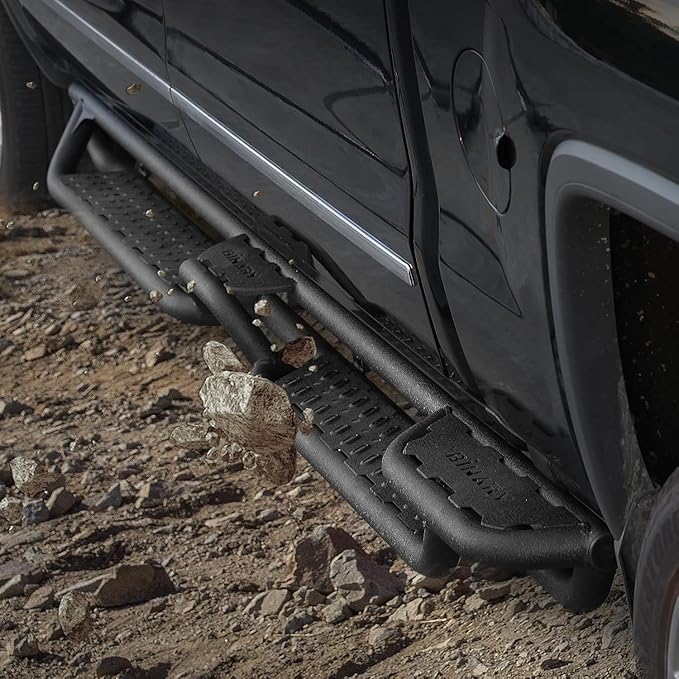 BINARY STAR Running Boards Compatible with Vehicle 2022-2025 Toyota Tundra Double Cab, Two-Stair Side Steps Nerf Bars. 6 Inch Tundra Black Step Bars Made with Carbon Steel.