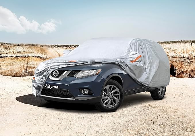 Kayme SUV Car Covers for Automobiles Waterproof All Weather Sun Uv Rain Protection with Zipper Mirror Pocket Fit Nissan Rogue, Volvo Xc60, Toyota Venza/Rav4, Porsche macan Etc (182 to 190 Inch) YL