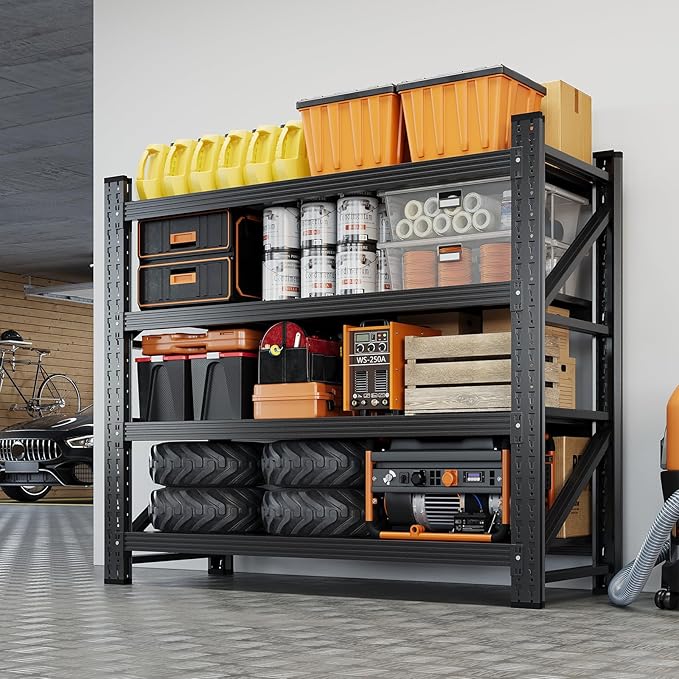 Yizosh 48" W Metal Garage Storage Shelves,Heavy Duty Adjustable Steel Organization Shelving,Utility Rack Shelf,48" W x 24" D x 69" H for Basement,Warehouse,Industrial