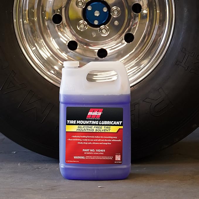 Malco Tire Mounting & Demounting Lubricant with Applicator - Automotive, Truck, Farm & Heavy-Duty Construction Tires/Improved Bead Seal/Rust Protection/Silicone & Soap Free / 1 Gal (102401)