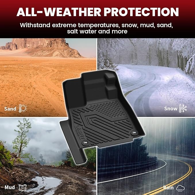 LASFIT Floor Mats & Trunk Mat for Honda Passport 2026, All Weather TPE Custom Fit Passport Floor Liner Accessories, 1st & 2nd Row & Trunk Mat with Backrest Mat Full Set, Black