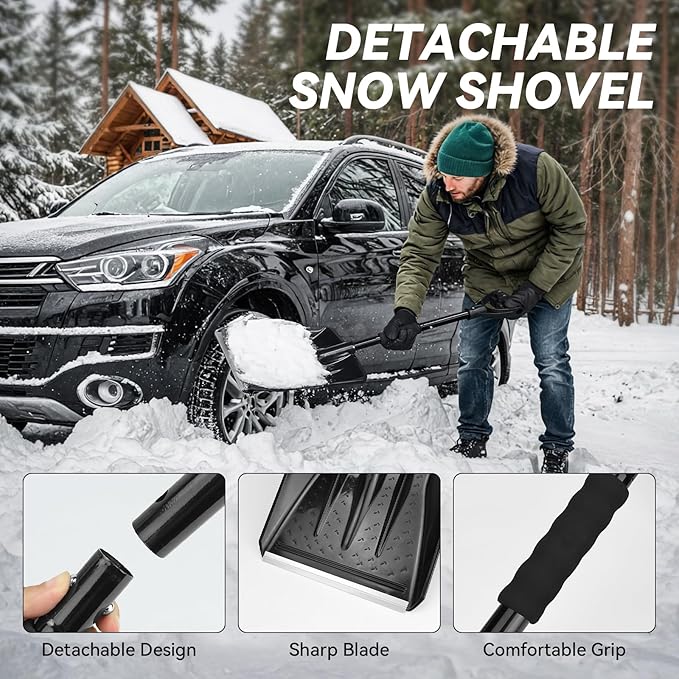 Car Emergency Kit with Portable Air Compressor, Winter Car Safety Roadside Assist Kit, Emergency Car Kit for Cars, Trucks