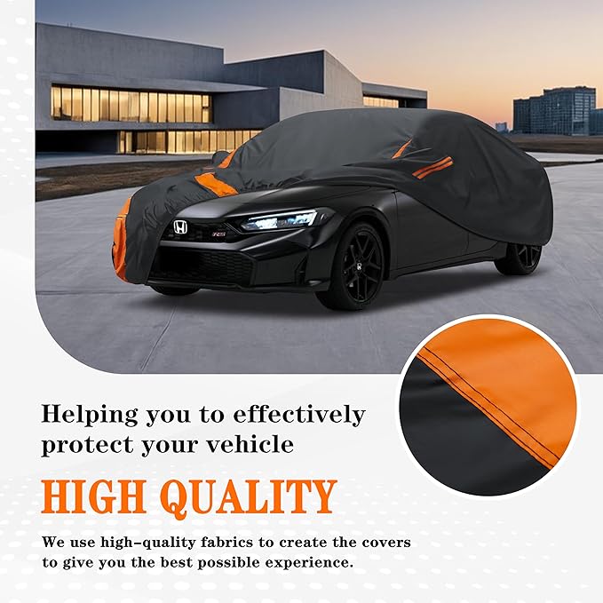 in Full Exterior Sedan Car Cover All Weather, Waterproof, UV Resistant, Dustproof, and Snowproof Fit Toyota Corolla/Prius, Honda Civic, Kia Forte, Nissan Sentra etc.Size A3
