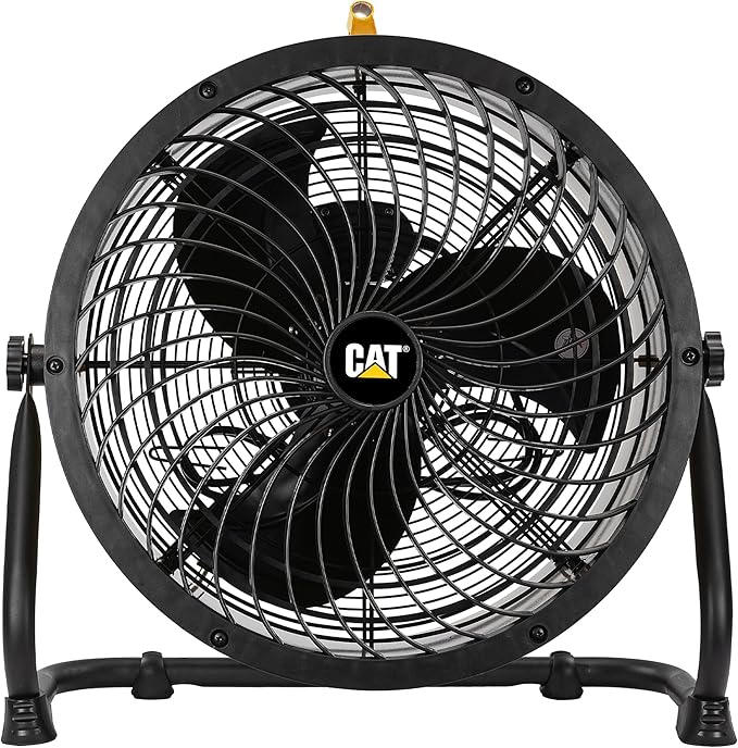 CATERPILLAR 18 inch High Velocity, 3400 CFM, 4 Speed, 360 Degree Metal Heavy Duty Pivioting Drum Air Circulator Fan, Yellow. For Home, Garage, Workshop, & Commerical Use. cETL Certified.