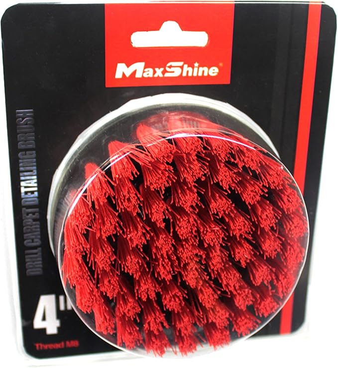Maxshine M8 Medium-Duty Upholstery Carpet Brush with Drill Attachment - Removes and Scrubs Grime, Stains, and Spots from All Types of Upholstery and Carpets in Leather and Fabric (4")