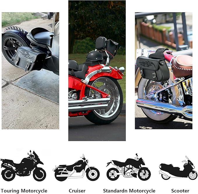 GARGOYLE BELLS Motorcycle Saddle Bags Leather Motorcycle Luggage Bag with Gun Holsters For Softails Sportsters and Choppers Waterproof Luggage Bags For Motorcycle