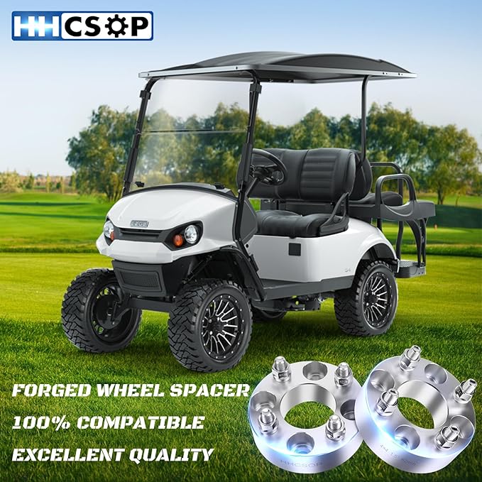 HHCSOP 4x4 Golf Cart Wheel Spacers 1.5 inch ATV Wheel Adapters for EZ GO EZGO Club Car, 4PCS 4x101.6mm Wheel Spacer Hub Bore 62mm with 1/2" Studs - Silver