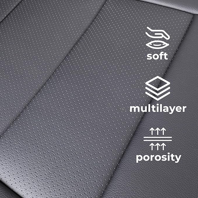 coverdream CRV Leather Seat Covers Custom Fit for 2023-2026 Honda CRV LX,EX,EX-L,Sports Series,Hybrid,Full Coverage,Airbag Compatible,Car Seat Protector(Full Set,Black&Brown)