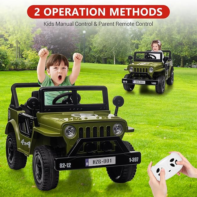 Ride On Car,12V Electric Car for Kids with Remote Control, MP3, LED Headlights, 2 Motors, Double Doors, Safety Belt, Ride On Toys for Boys Girls