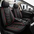 Pariitadin Leather Car Seat Covers Front Pair, Waterproof Faux Leather Seat Covers for Cars, Non-Slip Car Interior Covers Universal Fit for Most Cars Sedans Trucks SUVs, Black/Red