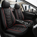 Pariitadin Leather Car Seat Covers Full Set, Waterproof Faux Leather Seat Covers for Cars, Non-Slip Car Interior Covers Universal Fit for Most Cars Sedans Trucks SUVs, Black/Red
