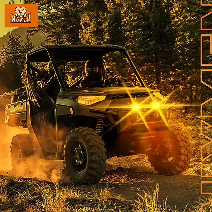 Nilight Motorcycle Led Pods Amber Fog Lights 2PCS 3Inch Yellow Round led Offroad Built-in EMC Driving Lights w/ 18AWG DT Wiring Harness Kit for Motorbike SUV ATV Truck Boat Tractor