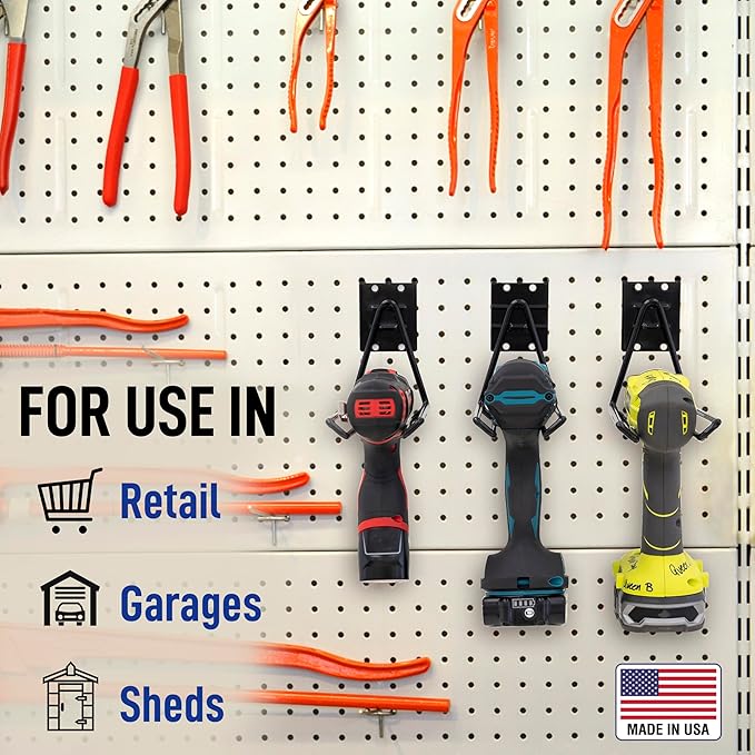 Victory Display Heavy Duty Garage Hooks | Garage Organization Hooks for Hanging Tools | Fits Pegboard & Slatwall | Garage Tool Organizer | Ladder Hangers | Wall Mount Storage Rack | 5-Pack