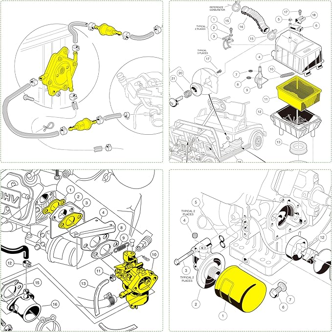 10L0L Golf Cart Carburetor Fuel Pump and Tune Up Kit for FE290 Club Car DS Precedent Turf Carryall Gas Model 1998-Up Air Oil Fuel Filter Replaces OEM 101805601 101905601 1016438 1016439