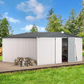 AECOJOY 14' x 12' Outdoor Storage Shed, Large 12x14 Metal Sheds & Outdoor Storage Clearance Steel Yard Shed with Lockable Doors, Utility Tool Storage Garden Shed for Backyard, Patio and Outside use