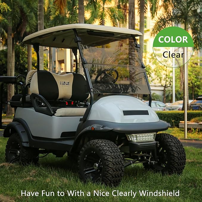 10L0L Golf Cart Windshield for Club Car Precedent 2004-Up, Tempo, 2017-Up Onward, Clear/Tinted Fold Down Club Car Windshield Anti-UV Impact Resistant - 37.5"W X 33.6"H