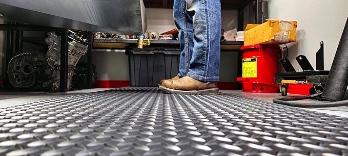 Rhino Mats, American Classic Diamond Anti-Fatigue Mats, Industrial Ergonomic Comfort Standing Mat for Work, Home, Garage, Office, Kitchen or Anywhere (Black 1" Thick, 3 FT. x 24 FT.)