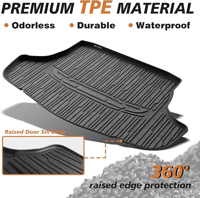 TripleAliner Trunk Floor Mat All Weather Liners Compatible with 2025 Toyota Camry (Include Hybrid) Accessories TPE Carpets Trunk Liner TPE Custom Fit Protection Car Mats