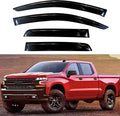 KPY Window Visor for 2019-2024 GMC Sierra Crew Cab & Chevrolet Chevy Silverado 1500 Crew Cab, 2500HD 3500HD 2020-2024, 4PC Rain Guards Tape-On Style, 2019 2020 2021 2022 2023 2024 (Crew Cab Only)