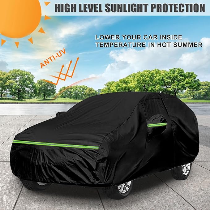 Waterproof Car Cover Compatible with Toyota C-HR 2018-2025, Black 210T Inside Cotton Cover with Door Zippers for Snow Rain Dust Outdoor Protection