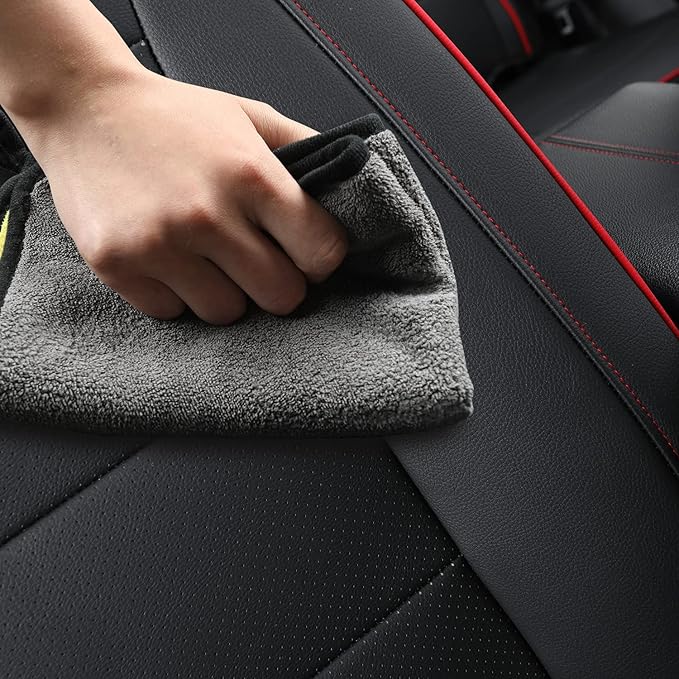 RISINGSTAR Terrain Seat Covers, fit for 2018-2024 GMC Terrain SUV with Rear Split Seats, Water Proof Faux Leather(Full Set, Black&Red)