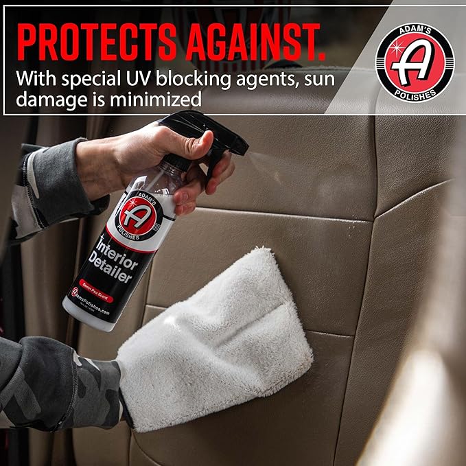Adam's Polishes Interior Detailer 16 fl. oz - Total Car Cleaner, Protectant & Dressing | All Purpose Leather Conditioner | Vinyl, Dashboard, Screen, Seat Cleaner & More - Pack of 2