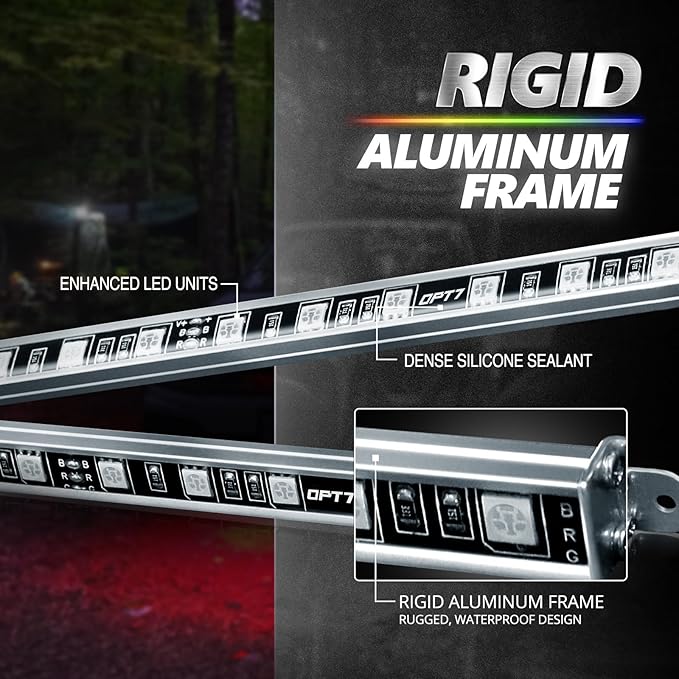OPT7 Aura Pro Underglow Lights for Class B & B+ RV Motorhomes with APP & Remote Control, RGB Multicolor Modes, Music Sync, 6 PCS Waterproof Rigid Aluminum Light Bar, Outdoor Neon Accent LED Strip Kit