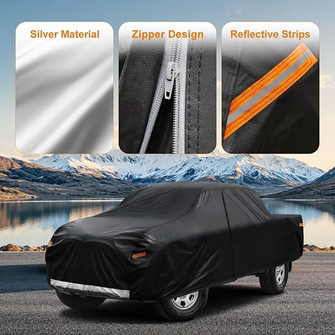 Kayme Truck Cover Custom Fit Ford F-250(1999-2000) Extended Cab Long Bed. Full Exterior Heavy Duty Outdoor Pickup Truck Car Cover Waterproof All Weather.Car Tarp for Wind Sun Dust Protection.Black