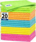 FIXSMITH Microfiber Cleaning Cloth, 20 Pack Cleaning Rags, Cleaning Towels for Housekeeping, Kitchen, Car, Lint-Free, Reusable Shop Towels with 5 Colors (Green/Blue/Yellow/Orange/Pink), 12"X12"