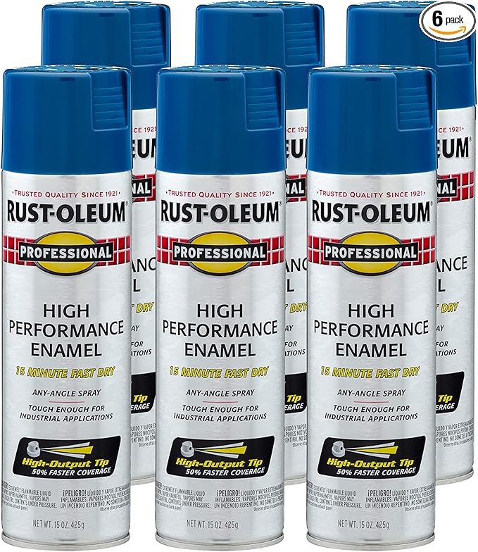 Rust-Oleum 7527838-6PK Professional High Performance Enamel Spray Paint, 15 Oz, Gloss Royal Blue, 6 Pack