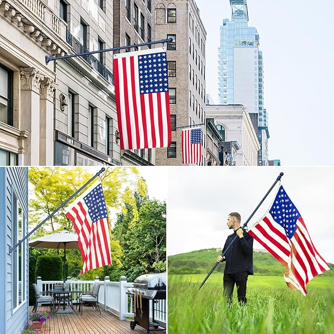 ZMTECH Flag Pole - Upgraded Bracket,(2 Packs) 6 FT Stainless Steel Flag Poles for Outside House, Residential or Commerical, Tangle Free Flag Pole Kit for American Flag (Without Flag, Blue)