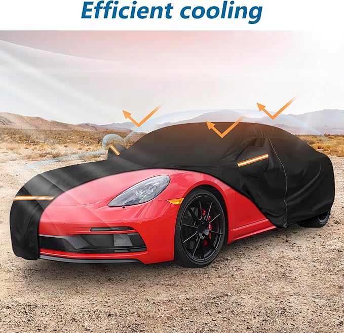 Car Cover for Porsche Cayman, for Porsche 718 (986/987/981), Spyder 1997-2025, Waterproof 210D Oxford Cloth and Cotton Outdoor Car Covers with Zipper Windproof Heavy Duty All Weather