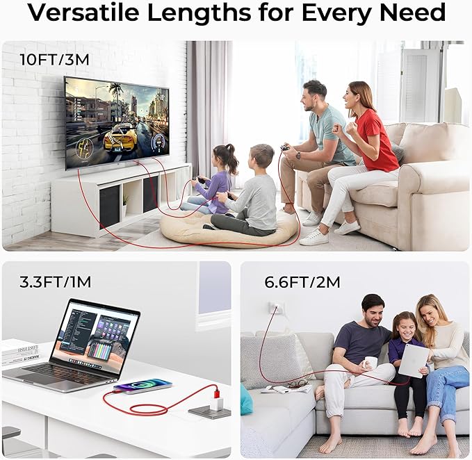 Basesailor USB Type C Charger Cable 3-Pack 3.3/6.6/10FT,Charging Cord for Samsung Galaxy Tab A 10.1 A7 S8 S7 S6 S5E,Z Flip Fold,Note 20,S9 S10 S10E S23 S20 S21 S22 FE Lite Plus Ultra,Google Pixel
