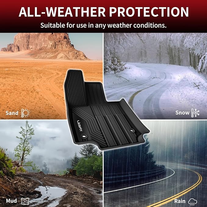 LASFIT Floor Mats for Toyota RAV4 2019-2024 2025(Not Fit Hybrid) All Weather Mats for Toyota RAV 4 LE/XLE/Limited/TRD/Adventure TPE Custom Fit Floor Liner Front and Rear 2 Row Car Mats, Black