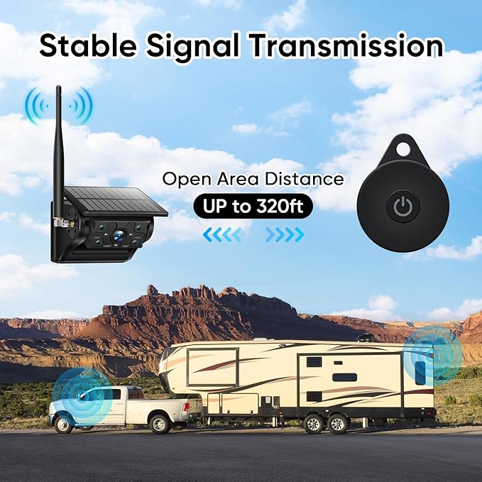 Portable 1080P Solar Magnetic Wireless Backup Camera with IR Night Vision, Easy Install Waterproof No Drilling, Rechargeable RV Camera 9900mAh Battery&Solar Panel for MYPIN Wireless Backup Camera kit