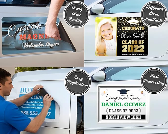 My Happy Customized Gifts Custom and Professional Logo Magnet Sign Personalized Logo for Your Car, Van, Truck Advertise Your Business Magnetic Signs
