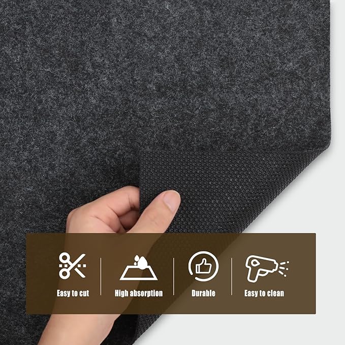 Garage Floor Mat for Small Vehicle, 7'5" x 8'6", Non Slip TPR Backing, Protect Floor from Spills, Drips, Splashes, Absorbent/Durable Pads for Parking, Charcoal
